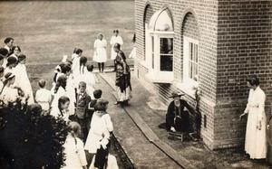 Lady Churchill visiting Berkhamsted School for Girls on 30th June 1915