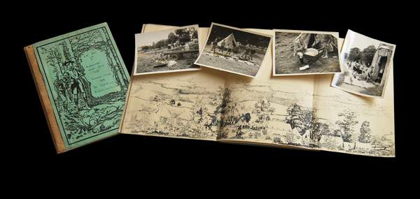 Log book and photographs of the Scouts at camp, c.1954